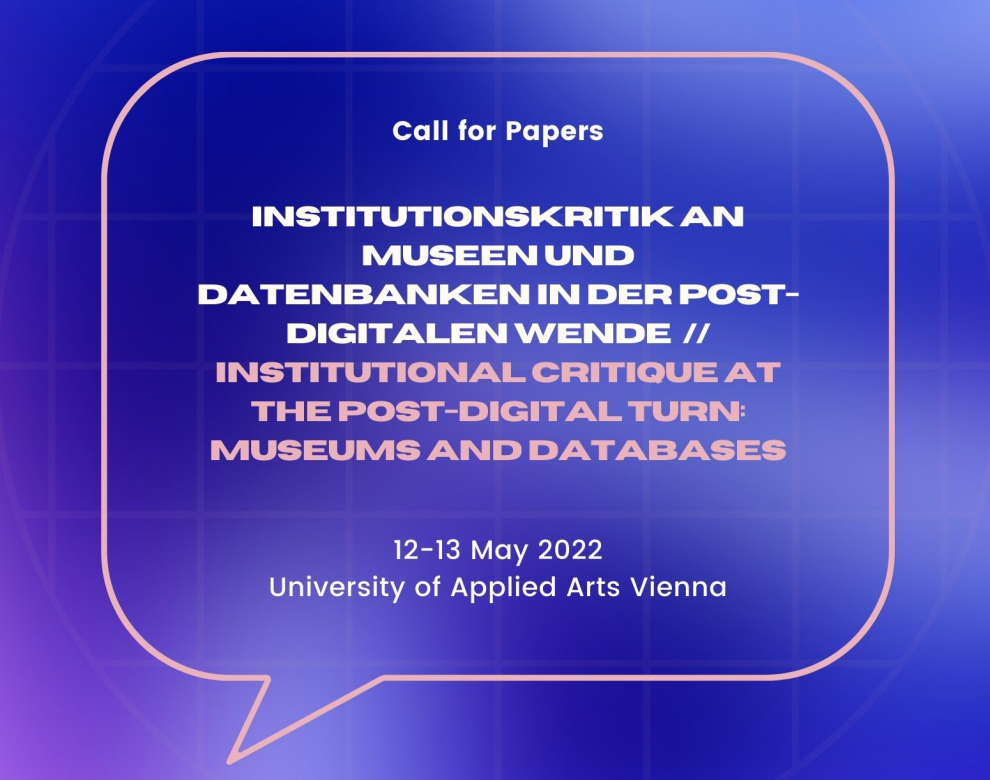 Bild cfp Institutionskritik an Museen und Datenbanken 